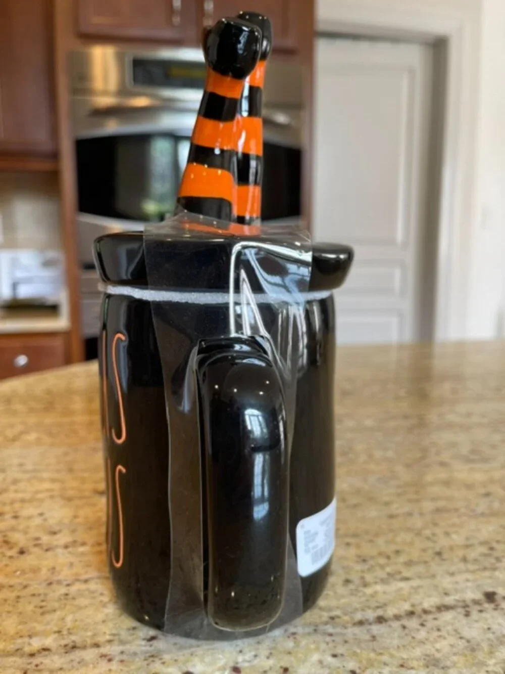 Rae Dunn Halloween Hocus Pocus Mug with Witch Legs Topper New Black/Orange